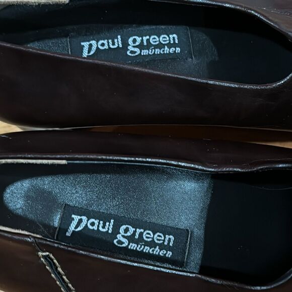 NWOT Paul Green Munchen Loafer Block Heels Square Toe Burgundy Leather Size 6.5 - Picture 3 of 9